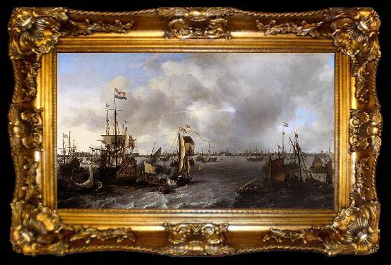 framed  Ludolf Bakhuizen View of Amsterdam with Ships on the Ij, ta009-2